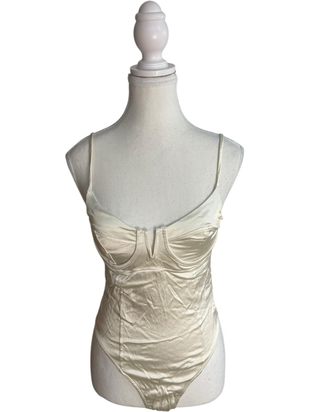 Zara Satin Effect Bustier Bodysuit Ecru